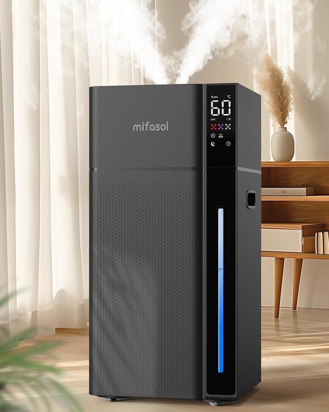 Mifasol Humidifier Large Room, 5.3Gal/20L Cool Mist Humidifiers for Home 1500 sq ft, Double Nozzles Whole House Humidifier, Humidifiers for Bedroom Plants Office Commercial Large Areas, Black by PureComfortPerfectHumidity