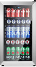 Beverage Refrigerator Cooler, 120 Can Mini Beverage Fridge with Reversible Glass Door for Soda Beer, 3 Cu.Ft Drink Fridge with Digital Temperature Control & Adjustable Shelves - Silver by MZAVP