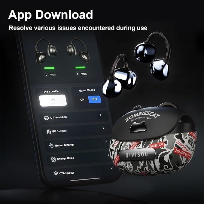 Third-generation Open Headphones, Clip-on Earplugs, True Wireless TWS Bluetooth 6.0 Earclip Earphone with Microphone, Stable to Wear Suitable for Glasses Wearers and Outdoor Sports and Running, Black - Image 8