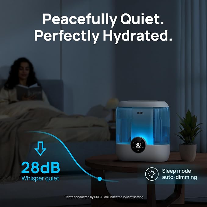 DREO Humidifiers for Bedroom, 6L Top Fill Supersized Cool Mist Humidifier for Large Room, 60 Hour Runtime, Quiet Ultrasonic Humidifiers for Plants, Baby, Indoor, Home, Night Light, Blue - Image 7
