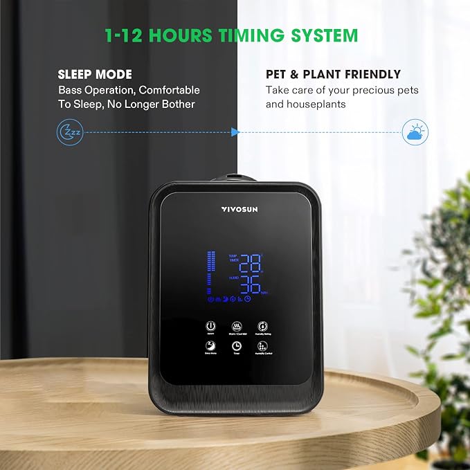 VIVOSUN 4.5L 2-in-1 Cool & Warm Mist Ultrasonic Humidifier with Essential Oil Box & Remote Control for Bedrooms, Offices, Plants, Babies, Dryness, and Skincare - Image 4