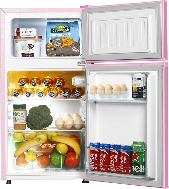 Mini Fridge With Freezer,3.2 Cu.Ft Compact Refrigerator,Mini Refrigerator With 2 Doors For Bedroom,Office,Kitchen,Apartment,Dorm(pink) - Image 2