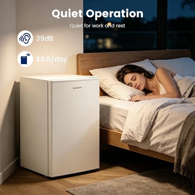 2.6 Cu Ft Small Fridge with Freezer for Office Cream White | Mini Refrigerator for Dorm Bedroom, Compact Fridge, Energy-efficient, Low Noise - Image 6