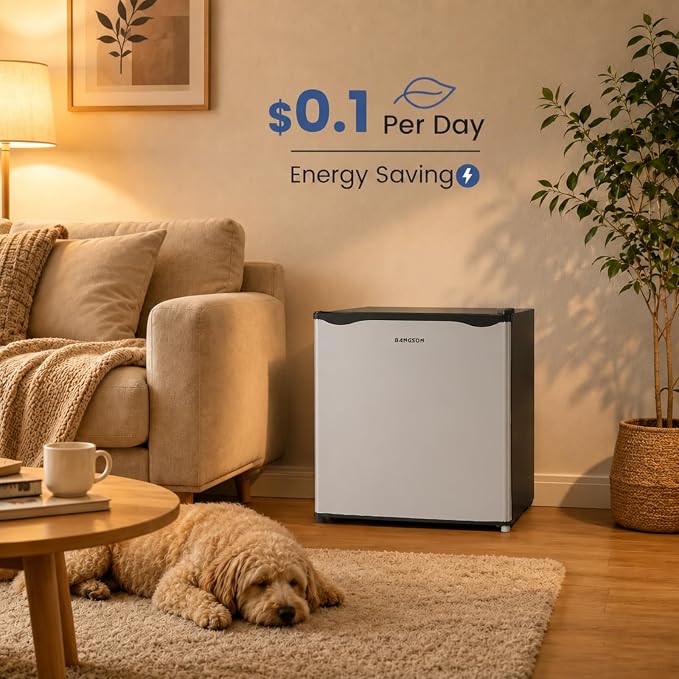 1.7 Cu.Ft Mini Fridge with Freezer for Dorm Office,Silver | Compact Refrigerator Office, Energy Saving Small Fridge Reversible Single Door, Low Noise for Bedroom Small Apartment - Image 5