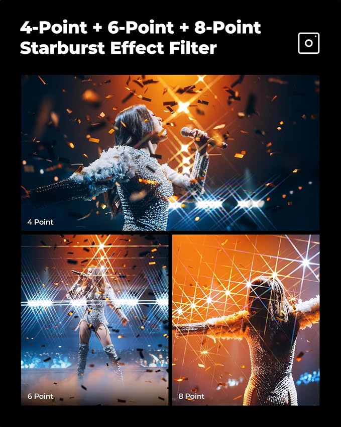 K&F CONCEPT 67mm Star Filters Kit 4 Points 6 Points 8 Points Cross Screen - Image 5