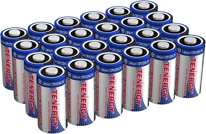 Tenergy 3V CR123A Lithium Battery, High Performance 1500mAh CR123A Cell by Tenergy