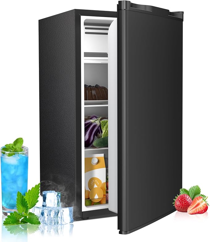 Electactic 3.2 Cu.ft Mini Fridge with Freezer, Compact Refrigerator with Reversible Single Door, Adjustable Thermostat, Low Noise, Energy Efficient for Office, Dorm, Bedroom, Apartment (Black) - Image 8