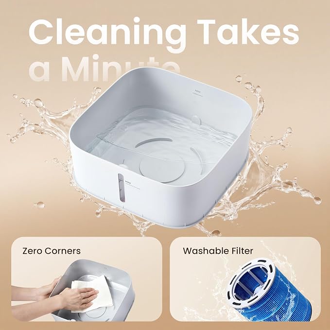 Pro Baby Evaporative Humidifier for Bedroom, MistFree & No White Dust, BPA-Free and 16dB Quiet Sleep for kids, 3 Age-Modes, Auto Control, Tap Water Safe, 4L Easy Clean Tank for Nursery - Image 5