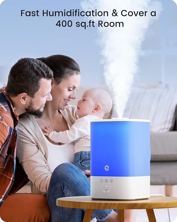 Humidifiers for Bedroom Large Room, Esemoil Smart WiFi Cool Mist Humidifiers for Baby, 3.5L Top Fill & 28dB Quiet, 40H Air Ultrasonic Diffuser with 8 Color Light, Voice Control, Compatible with Alexa - Image 4