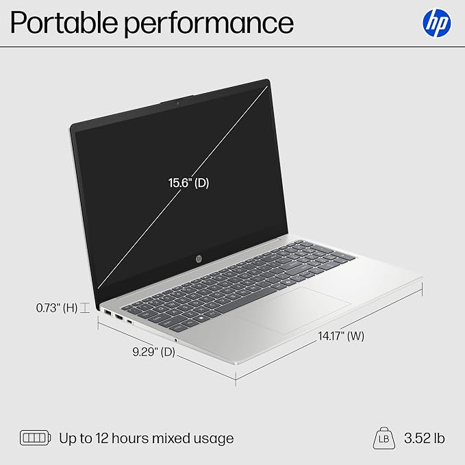 HP 15.6 inch Laptop, HD Touchscreen Display, AMD Ryzen 5 7520U, 8 GB RAM, 512 GB SSD, AMD Radeon Graphics, Windows 11 Home, Natural Silver, 15-fc0499nr - Image 5
