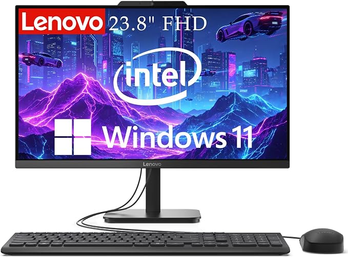 Lenovo IdeaCentre 24" FHD All-in-One Desktop, 16GB RAM 512GB SSD | Intel 4-Core Processor, Intel Graphics, Wi-Fi 6, Bluetooth 5.2, Windows 11, 2026 Edition by LENOVO