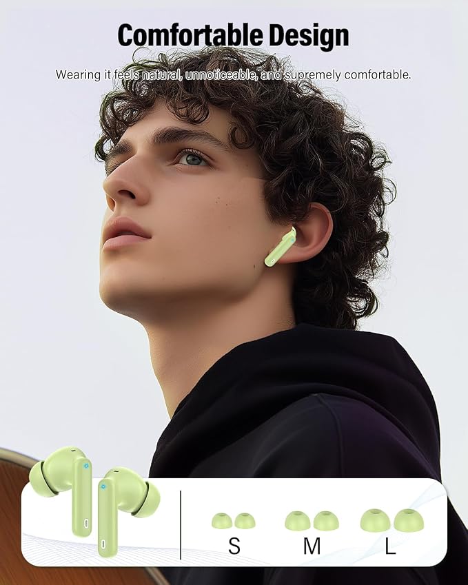 Wireless Earbuds, 2026 Bluetooth 5.4 Headphones Bass Stereo, Grass Green | Ear Buds with Noise Cancelling Mic LED Display in Ear Earphones IP7 Waterproof 36H Bluetooth Earbuds for Phones/Sport/Laptop - Image 6