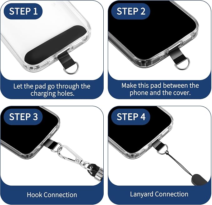 CACOE Phone Lanyard 2 Pcs-1 Pcs Adjustable Neck Strap, 2 Pads, Universal - Image 3