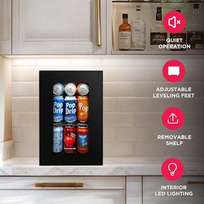 Frigidaire 0.6 Cu. Ft. Glass Door Beverage Refrigerator, Digital Display Mini Fridge with Electronic Temperature Control, LED Lighting & Quiet Operation - Image 3