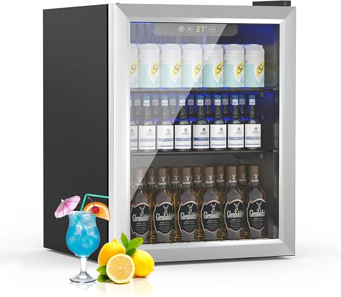 DOGHLY 1.7 Cu.ft Mini Fridge Glass Door, 72 Cans Beverage Refrigerator | Drink Fridge for Soda Beer Wine, Digital Temperature Control, Removable Shelf, Quiet Beverage Cooler for Office, Dorm, Bar by DOGHLY
