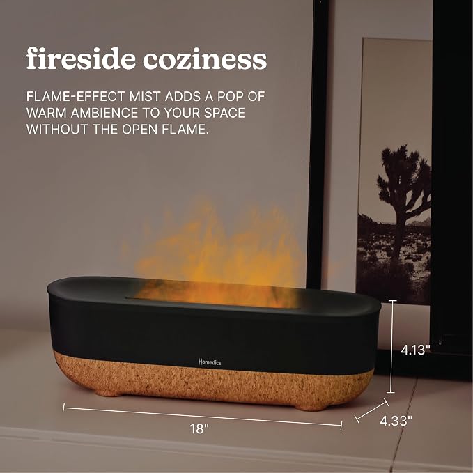 Homedics Fireside Ultrasonic Humidifier, Medium Sized Rooms, Visible Flame-Effect Cool Mist, 0.26-Gal Top-Fill Tank, Dry Air Relief at Home, Breathe & Sleep Better, Aromatherapy - Image 4