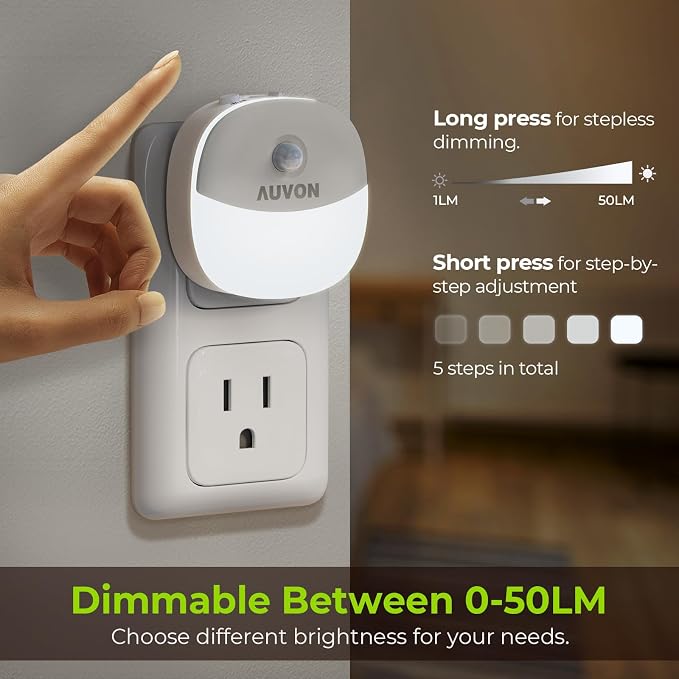 AUVON Plug in Night Light with Motion Sensor and Dusk to Dawn Sensor, Mini Cool - Image 4