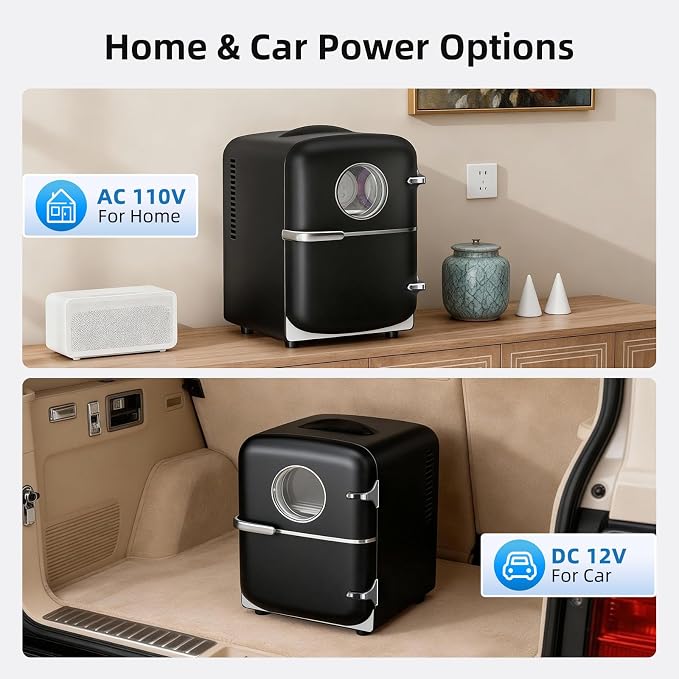 Antarctic Star Mini Fridge, 4L Capacity/6 Cans Portable Cooler and Warmer Compact Refrigerator, for Bedroom,Car,Office and Dorm, Small Cooler and Warmer for Cosmetics, Beverage and Food, Black - Image 7
