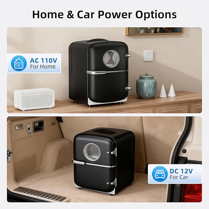 Antarctic Star Compact Mini Fridge, 4L Capacity/6 Cans Portable Cooler and Warmer Compact Refrigerator, for Bedroom,Car,Office and Dorm, Small Cooler and Warmer for Cosmetics, Beverage and Food, Black - Image 6