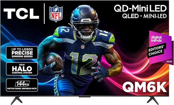 TCL 75 Inch Class QM6K Series | Mini LED QLED 4K HDR | 75QM6K, Latest Model | 120HZ-144HZ High Brightness Smart Google TV Dolby Atmos Onkyo Audio | Voice Remote Alexa Gaming Streaming Television by TCL