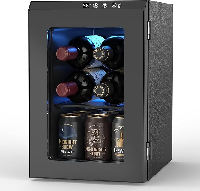 Electactic Wine Cooler Refrigerator with Glass Door, Mini Wine Fridge for Red, White and Champagne, Built-in Wine Cellar, 40-61F Digital Temperature Control, Indoor Use by Electactic