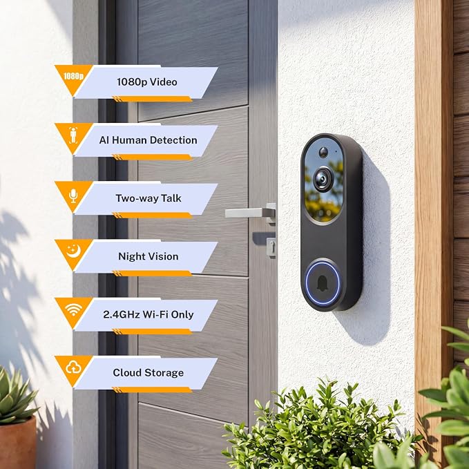 Video Doorbell Camera, Wireless Security Camera, Battery Powered, AI Motion - Image 2