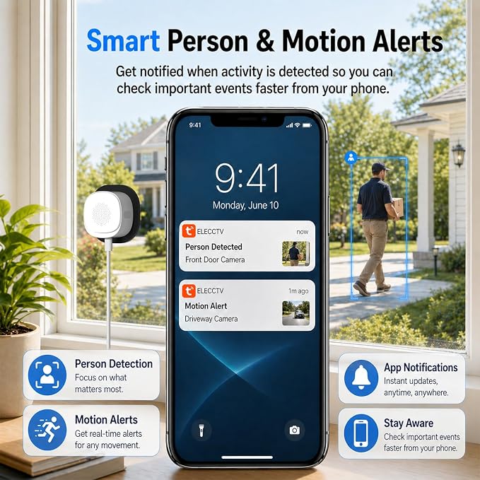 ELECCTV 2.5K Window Security Cameras 2Packs, 2.4G/5GHz WiFi Indoor Cameras - Image 5