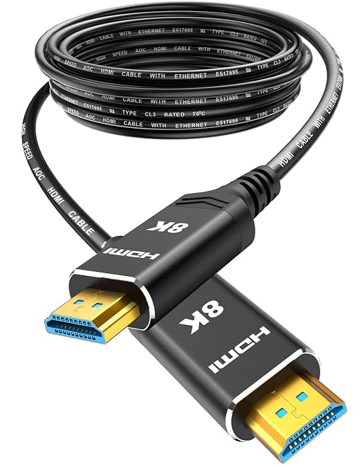 Highwings 8K 4K 120HZ 65 FT HDMI Cable Fiber Optic, Unidirectional in-Wall CL3 by Highwings