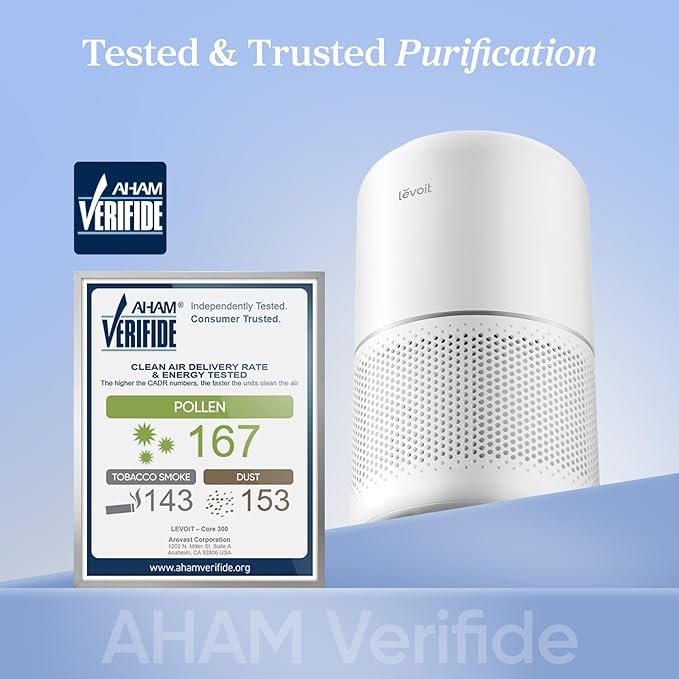Levoit Air Purifier for Home Pets Hair Allergies in Bedroom Quiet Purifiers | Covers Up to 1073 ft², 3-in-1 Filter with HEPA Sleep Mode, Remove Dust Smoke Odor, AHAM VERIFIDE, Core300-P, White, 2 Pack - Image 2