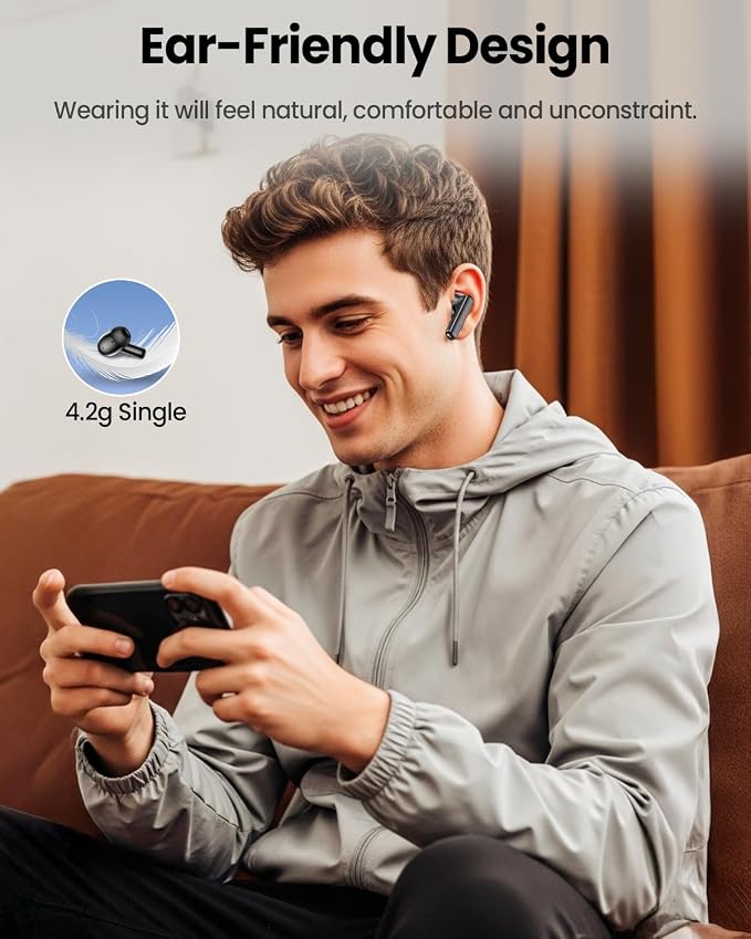 ZIUTY Wireless Earbuds, ANC ENC Noise Cancelling Ear Buds with Touch Screen | 40H Stereo Deep Bass, Bluetooth Headphones with Transparency Mode, IPX7 Waterproof, Clear Calls, 5 EQ for iOS Andoid,Obsidian - Image 8