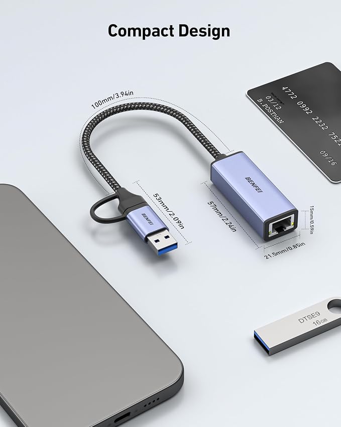 BENFEI USB 3.0 to Ethernet Adapter, USB C to RJ45 Gigabit LAN Network Adapter - Image 6