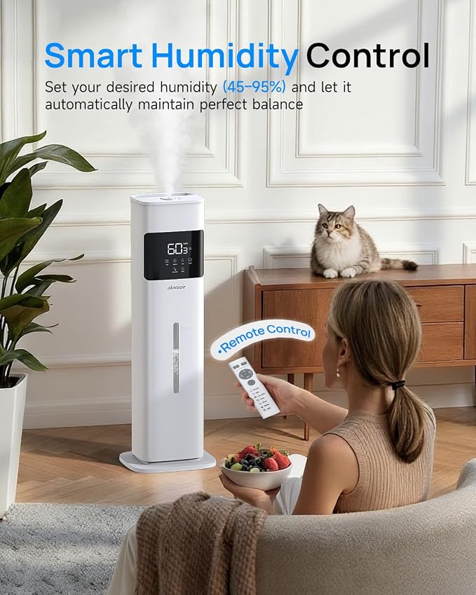 Warm & Cool Mist Humidifiers for Bedroom 500 sq ft, 2.1Gal/8L Top-Fill Humidifier Large Room with Essential Oil Diffuser, Large Room Humidifiers for Home Baby Nursery Office Plants, White - Image 4