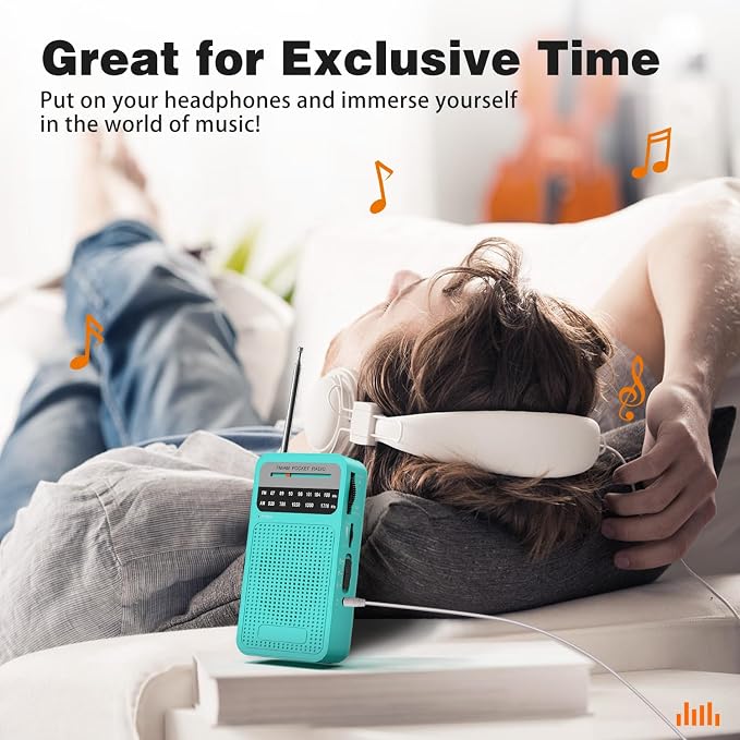 Portable Radio AM FM with Best Reception, Goodes Transistor Radio with Loud Speaker, 2AA Battery Operated, Headphone Jack for Indoor, Outdoor and Emergency Use-Green - Image 5
