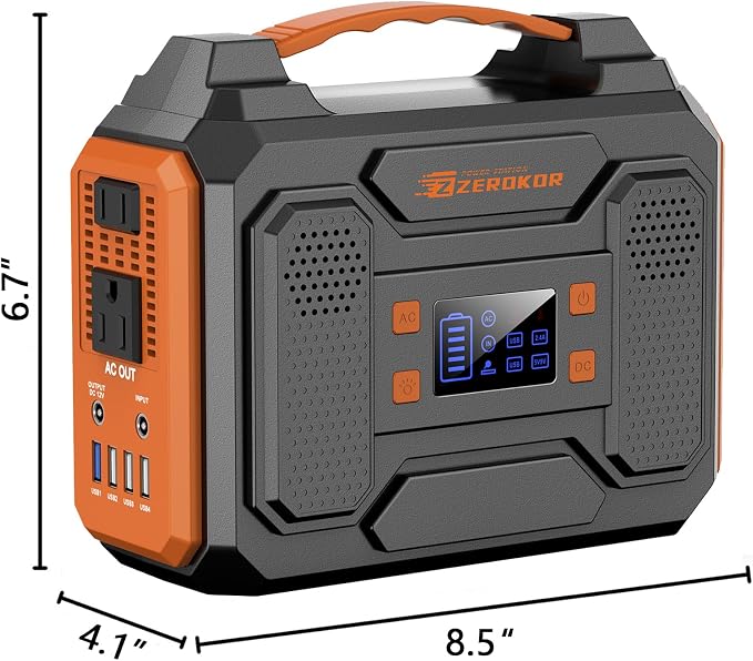 Portable Solar Generator, 300W Portable Power Station with Foldable 60W Solar Panel,110V Pure Sine Wave 280Wh Battery Power Pack with USB DC AC Outlet for Camping Smart Devices RV Van Outdoor-Orange - Image 5