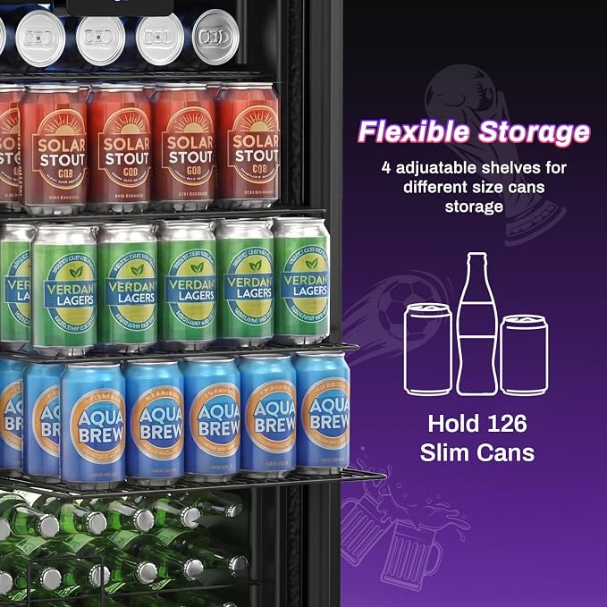 Velivi Gaming Mini Fridge with Led Lights, 3.2 Cu Ft Gaming Light Up Glass Door Beverage Refrigertor Small Lockable Drink Cooler For For Soda Beer, Cyberpunk Gaming Rooms Bar Home Party | 3.2 Cu Ft Small Lockable Drink Cooler For For Soda Beer, Cyberpu... - Image 3