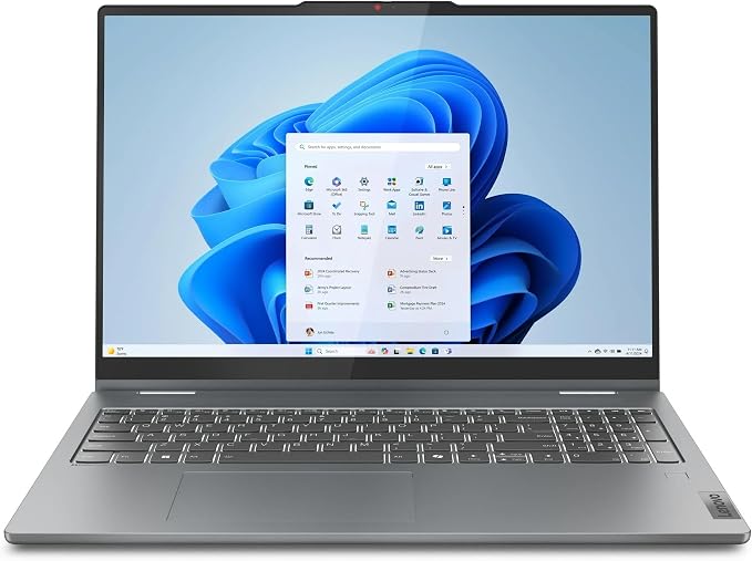 Lenovo IdeaPad 5 2-in-1 Laptop, 16" WUXGA Touchscreen, AMD Ryzen 7 8845HS, 16GB RAM, 512GB SSD, AMD Radeon Graphics, Backlit KB, Wi-Fi6, FP Reader, Win11, Luna Grey, w/USB Hub, W/GaLiMu - Image 4