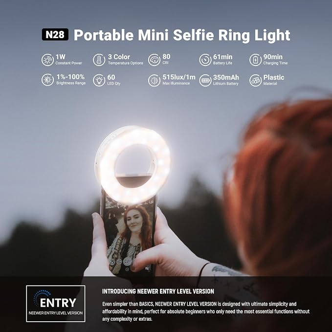 NEEWER Entry Level Version 3.74" Phone Selfie Ring Light Compatible - Image 2