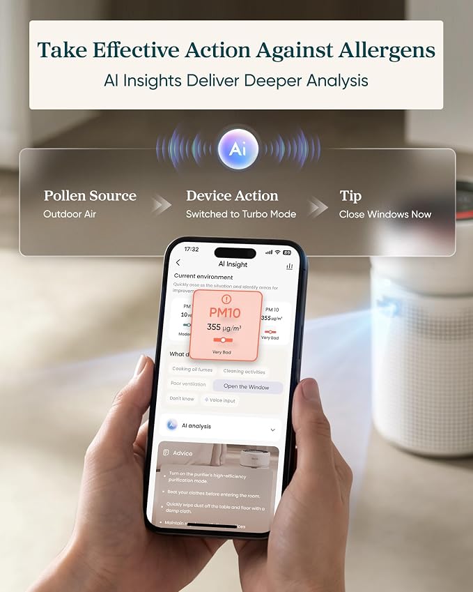 LEVOIT HEPA Air Purifier for Home Bedroom, Allergen Defense, Eleva 300X | 3-Channel Air Quality Monitor, AHAM VERIFIDE, Cover Up to 1208ft², Quiet Smart Room Purifier with AI Insight for Better Sleep - Image 4