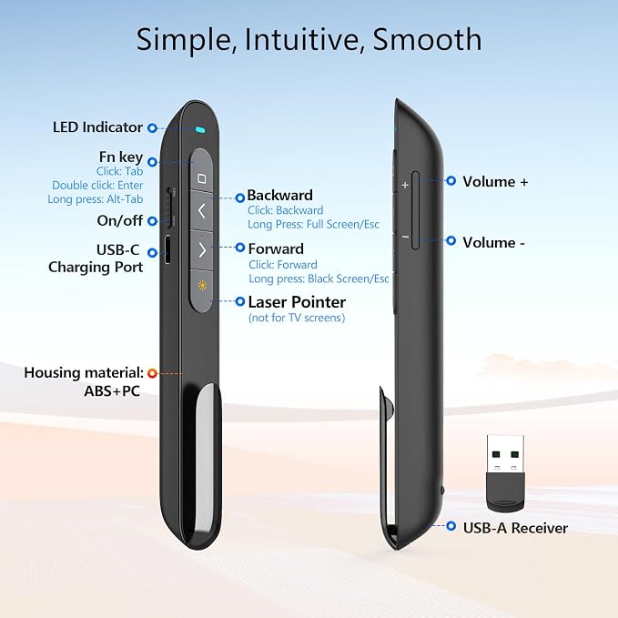 Norwii Rechargeable Bluetooth Presentation Clicker, Wireless Presenter - Image 7