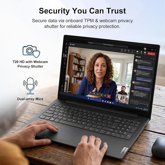 Lenovo V15 Gen 5 15.6” FHD Business Laptop, 16GB DDR5 RAM, 512GB Storage, Intel Core i3 6-core CP(Beat Ryzen 3 7320U), W11 Pro, AI Copilot Key, Webcam w/Shutter, Security Chip Discrete TPM 2.0, Black - Image 8