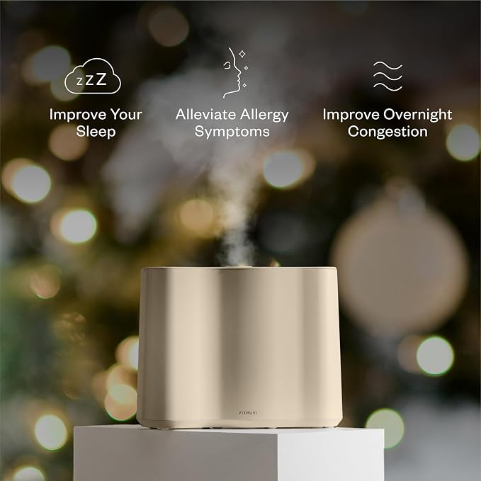 Vitruvi Cloud Humidifier for Bedroom | Large Humidifier Up to 600 sq ft | Cool Mist Humidifiers for Bedroom Quiet | Ultrasonic Humidifiers | 24 Hr Run Time - Oat - Image 3