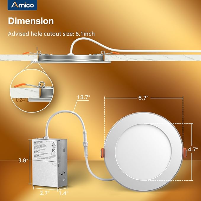 Amico 12 Pack 6 Inch 5CCT LED Recessed Ceiling Light - Image 5