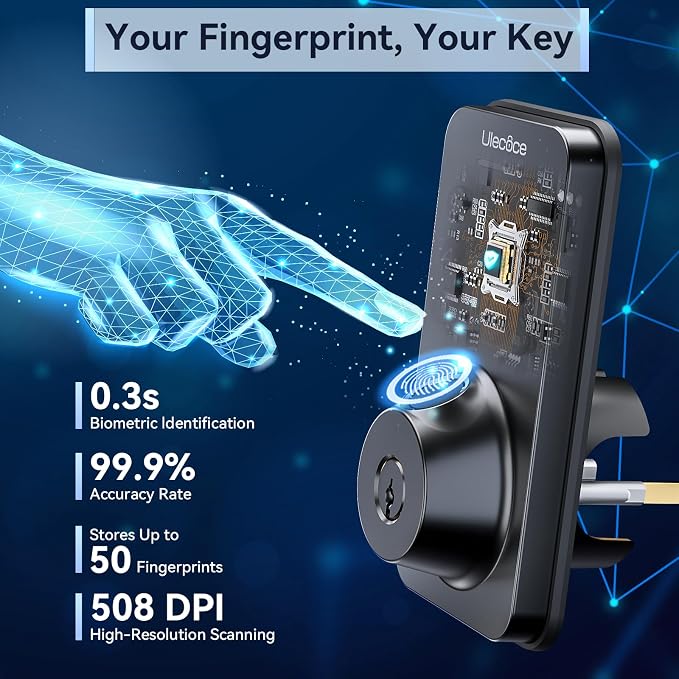 Ulecoce Fingerprint Keypad Deadbolt - Image 3