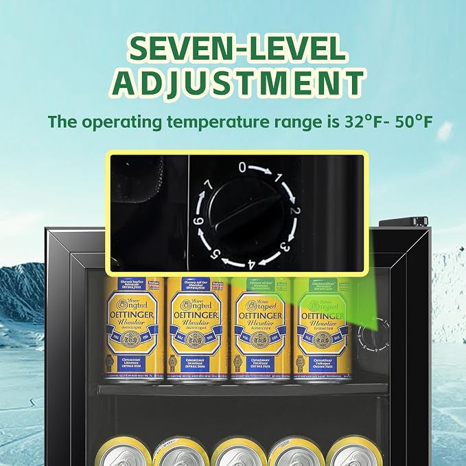 Beverage Refrigerator Cooler 1.3 Cu.Ft 45 Can Mini Small Fridge Black | Large Capacity with Glass Door, Adjustable Shelves for Soda Beer Wine, Perfect for Home Bar Office - Image 5