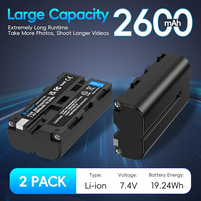 Artman NP-F550 Battery 2-Pack and Wall Charger - Image 2