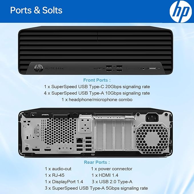 HP Elite 805 G9 SFF Business Desktop Computer, AMD Ryzen 5 8500G, 16GB DDR5, 1TB PCIe SSD, Radeon 740M Graphics, Dual 4K Display Support, USB-C, HDMI, RJ-45, Wi-Fi, Wired KB & Mouse, Win11 Pro - Image 3