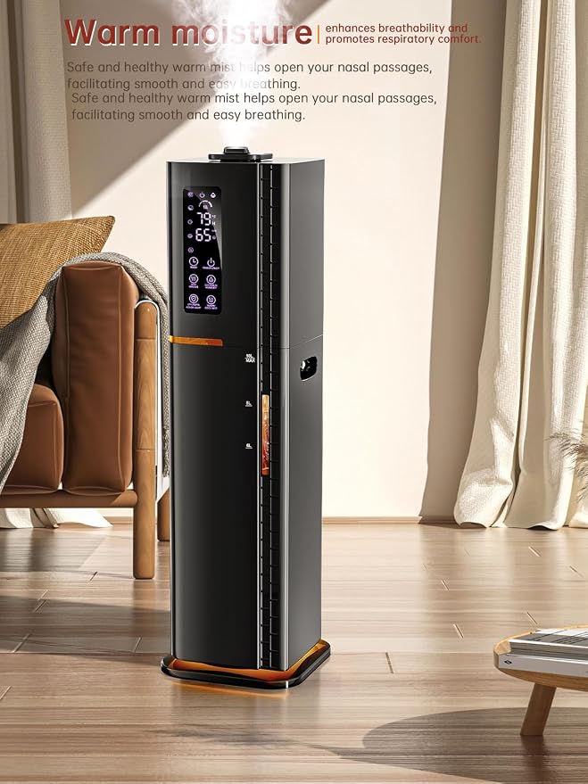 2.64Gal Humidifiers for Bedroom Large Room, Warm and Cool Mist up to 500ft², Top Fill Diffuser Ambient Light, 3 Mist Modes, 24H Timer, 35dB Quiet Humidifier for Home Office Plants - Image 4