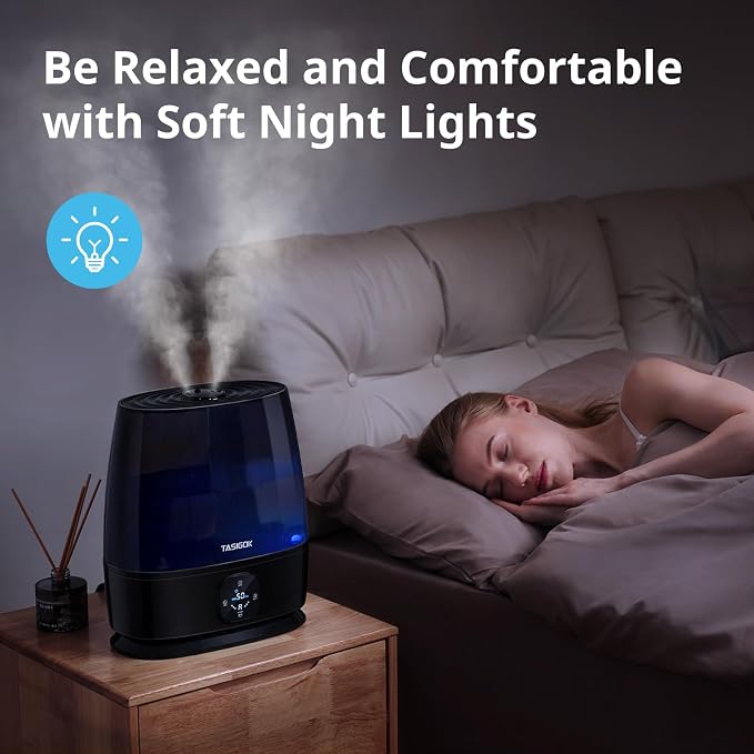 Humidifiers for Bedroom Home, 6L Cool and Warm Mist Air Humidifier for Large Room Baby Nursery, 50H Easy Clean and Top Fill, Quiet with Ultrasonic, Essential Oils, Auto Mode, for House, Black - Image 7