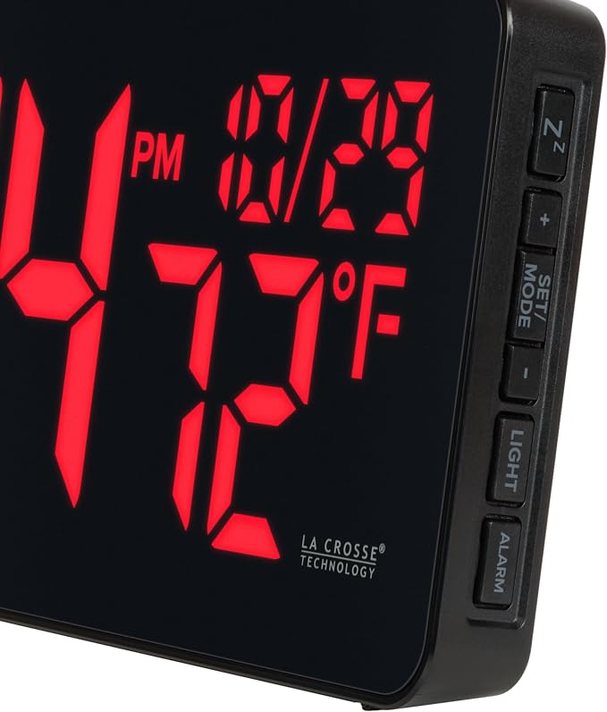 La Crosse Technology 513-1411R Red Digital LED Wall Clock - Image 2