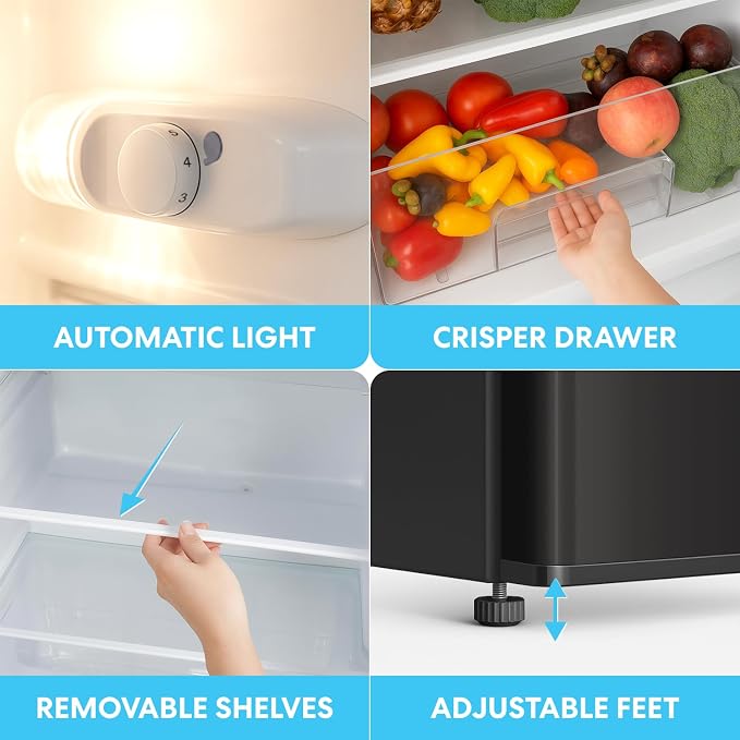 Simpli-Magic 10 Cu.Ft. Fridge with Freezer – Double Door Compact Refrigerator for Office, Dorm, Bedroom, Garage – Adjustable Thermostat, Large Capacity, Stainless Steel Finish - Image 5